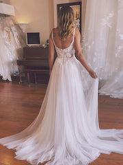 Handmade Wedding Dress A Line Chiffon Lace Ivory Long Formal Evening Party Dress