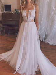 Handmade Wedding Dress A Line Chiffon Lace Ivory Long Formal Evening Party Dress