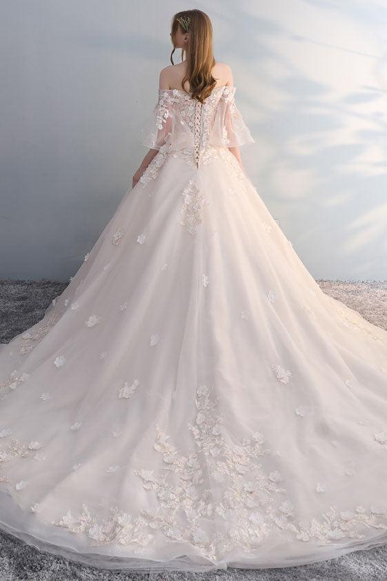 Handmade Wedding Dress Handmade Light Tulle Lace Appliques Long Wedding Party Dress