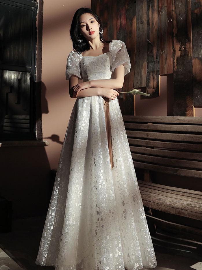 Handmade Wedding Dress Ivory A Line Lace Long Formal Dress Evening Dress