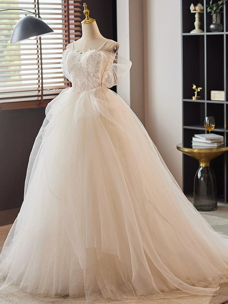 Handmade Wedding Dress Ivory A Line Sweetheart Neck Lace Tulle Long Formal Dress Evening Dress