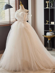 Handmade Wedding Dress Ivory A Line Sweetheart Neck Lace Tulle Long Formal Dress Evening Dress
