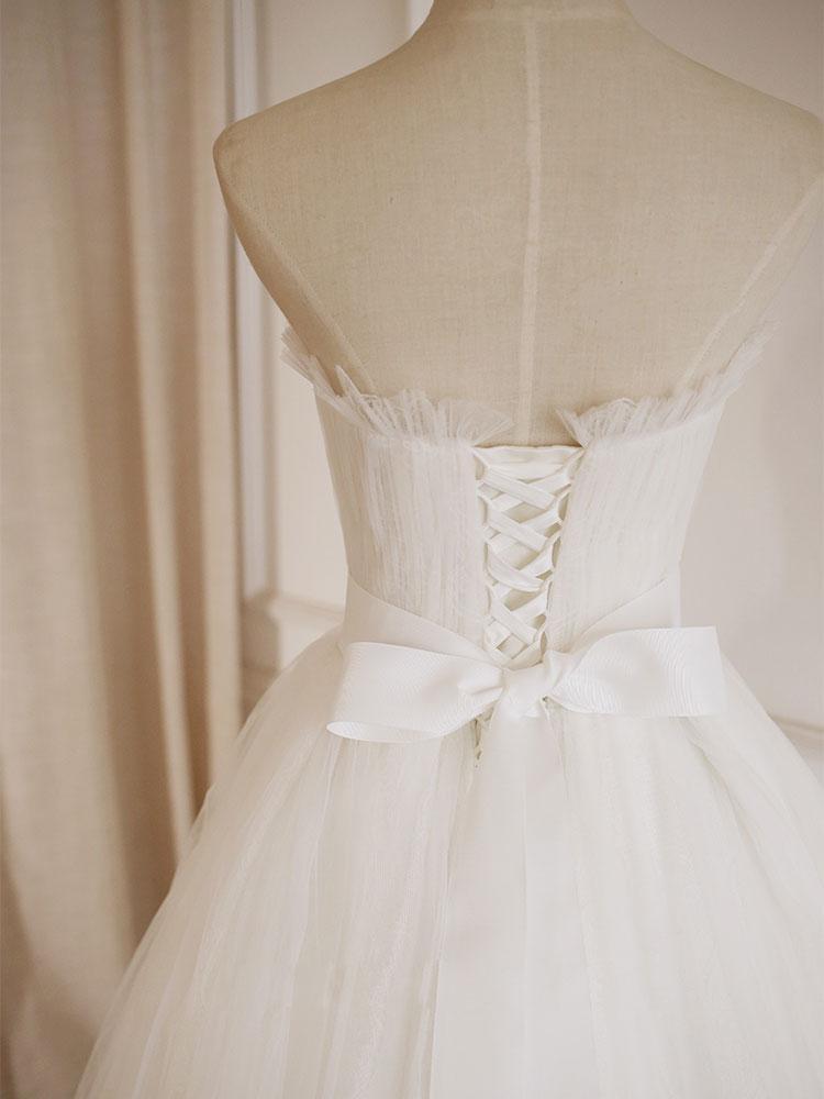 Handmade Wedding Dress Ivory A Line Tulle Lace Long Formal Dress Evening Dress