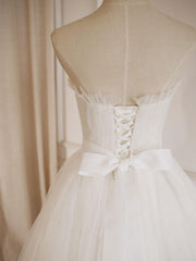 Handmade Wedding Dress Ivory A Line Tulle Lace Long Formal Dress Evening Dress