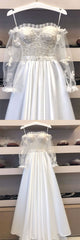 Handmade Wedding Dress Ivory Lace Satin Long Evening Dress