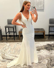 Handmade Prom Dress Ivory Mermaid Delicate Beaded Evening Dress