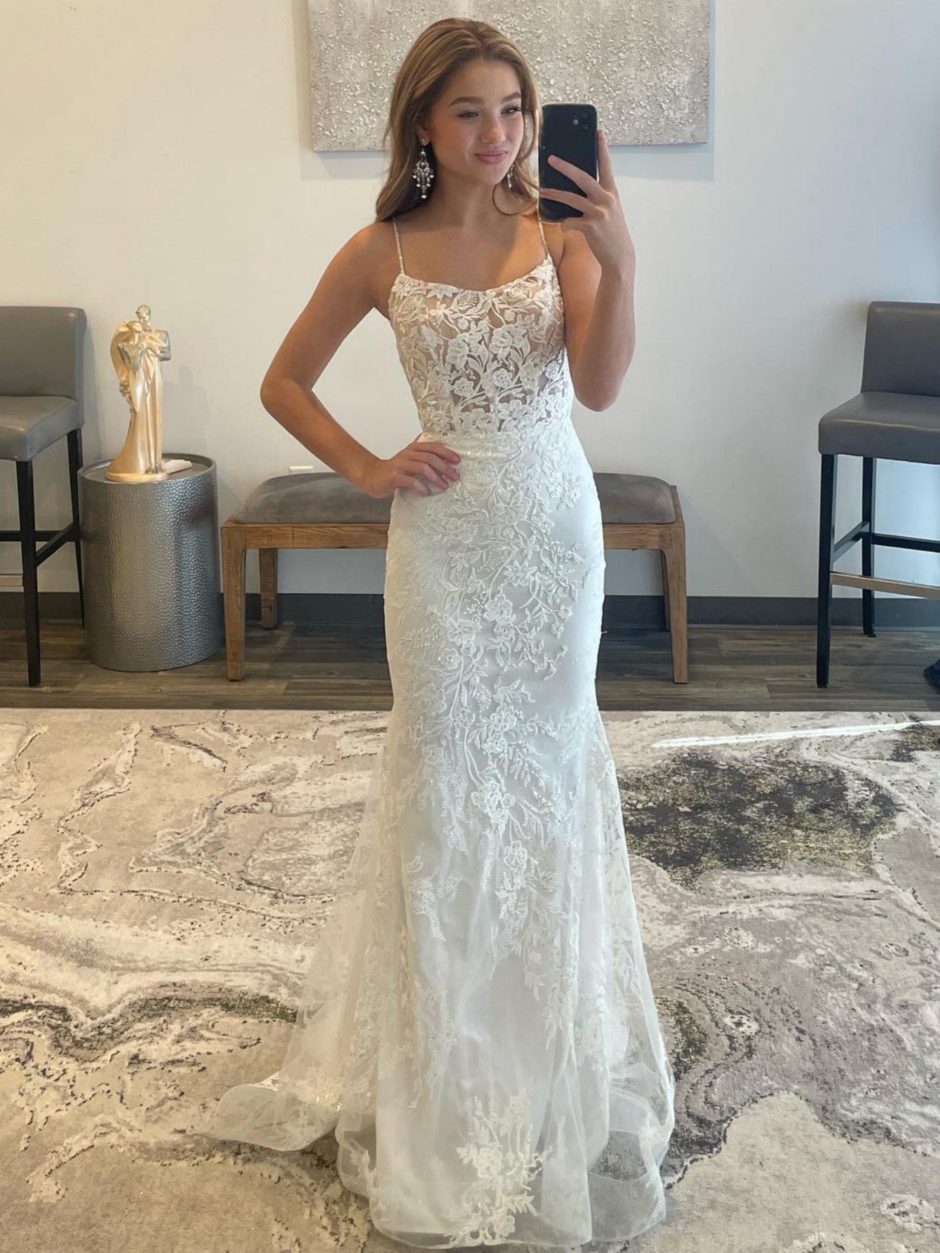 Handmade Wedding Dress Ivory Mermaid Elegant Long Evening Dress