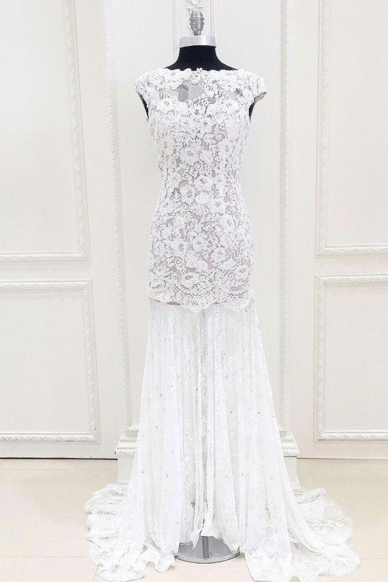 Handmade Wedding Dress Ivory Mermaid Lace Long Evening Gown Evening Dress