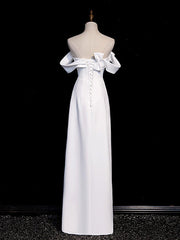Handmade Wedding Dress Ivory Off the Shoulder Satin Long Formal Dress Evening Dress
