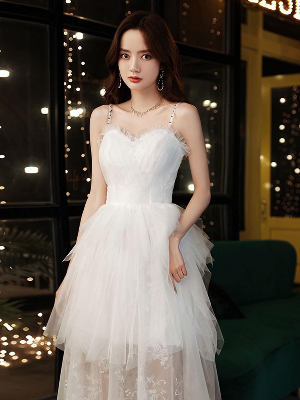 Handmade Wedding Dress Ivory Sweetheart Neck Tulle Lace Long Formal Dress Evening Dress