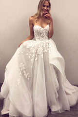Handmade Wedding Dress Ivory Sweetheart Tulle Lace Long Formal Dress Evening Dress