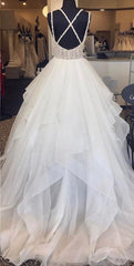 Handmade Wedding Dress Ivory Sweetheart Tulle Sequin Beaded Long Prom Gown Evening Dress