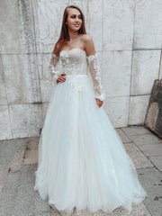 Handmade Wedding Dress Ivory Tulle Lace Long Evening Dress