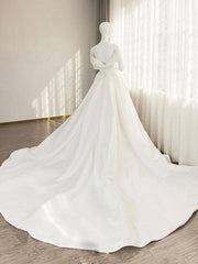Handmade Wedding Dress Simple Sweetheart Neck Off the Shoulder Long Ivory Evening Dress