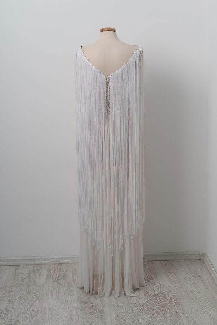 Handmade Wedding Dress Unique Ivory Lace Long Evening Dress