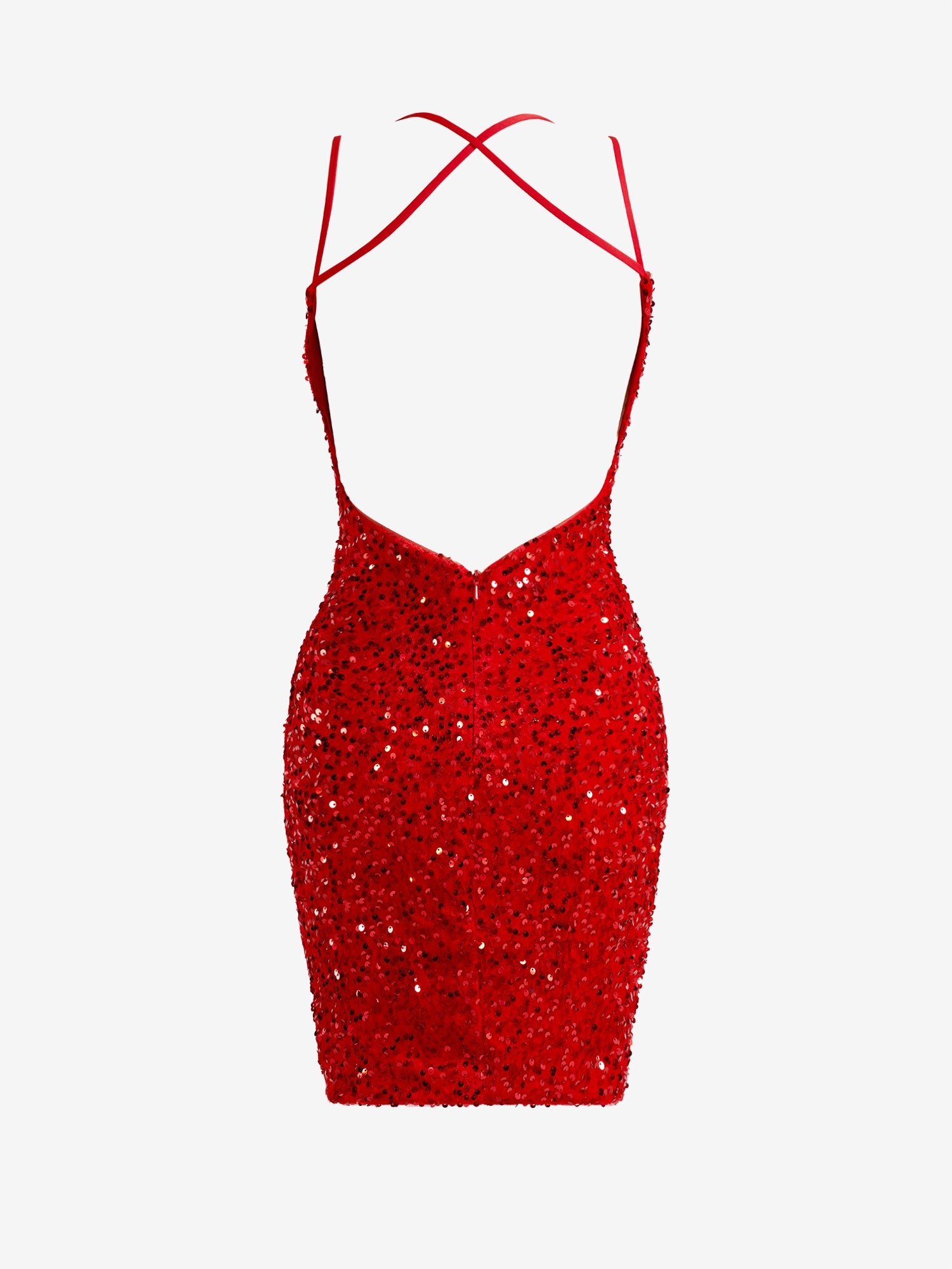 Heidi Homecoming Dress Pretty Red Bodycon Sequin with SlitShort Party Cocktail Dress