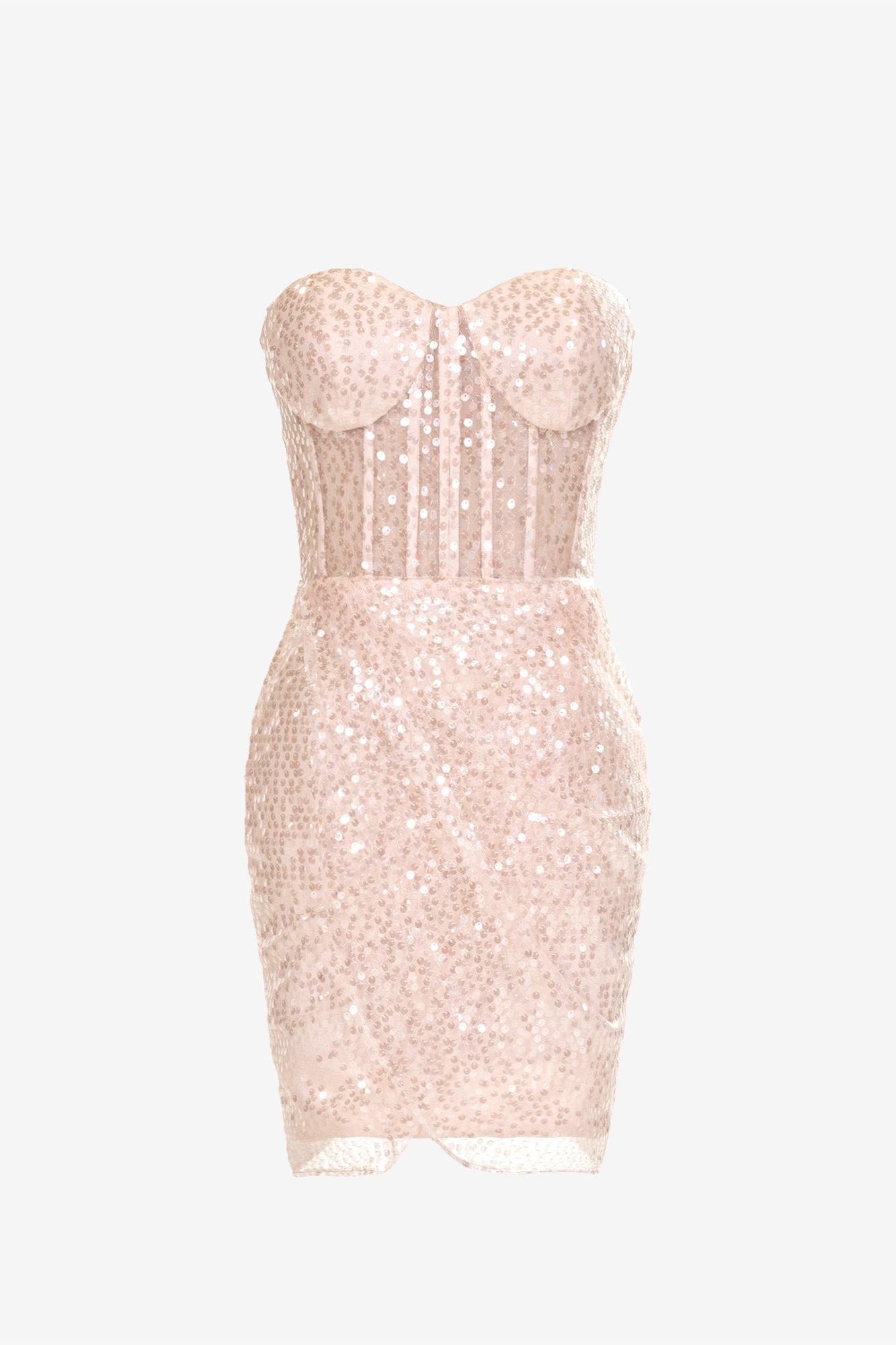 Homecoming Dress Pretty Champagne Bodycon Heart shaped Sequin Short Party Cocktail Dress