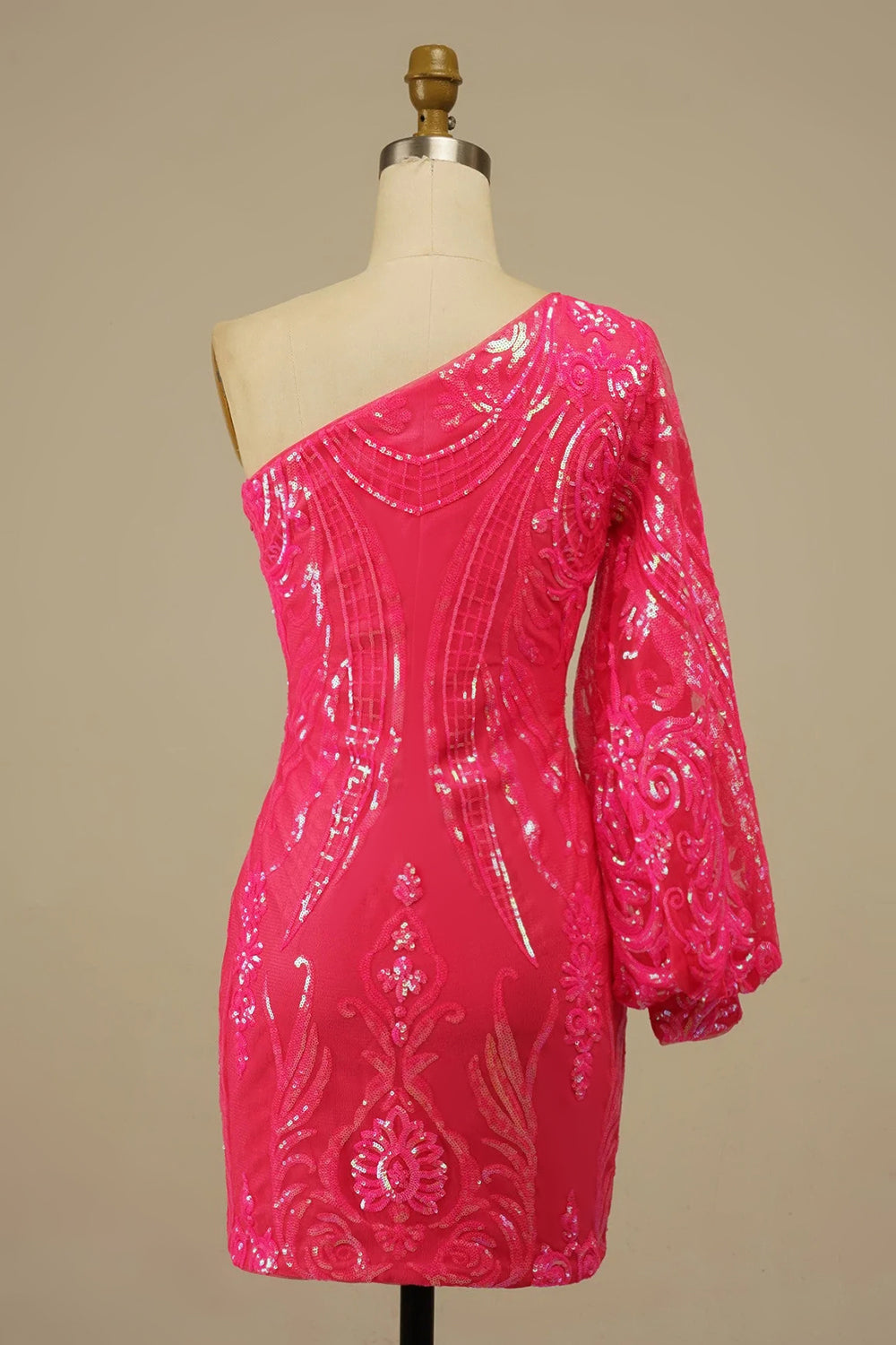 Homecoming Dresses Beaded Sequin One Shoulder Tight Cocktail Dresses