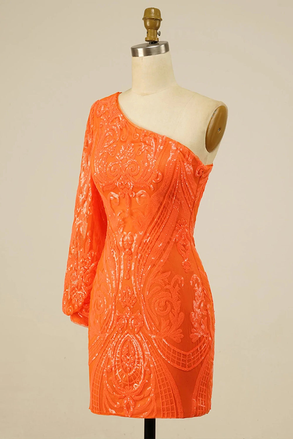 Homecoming Dresses Beaded Sequin One Shoulder Tight Cocktail Dresses