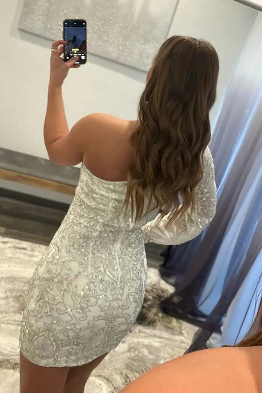Homecoming Dresses Beaded Sequin One Shoulder Tight Cocktail Dresses
