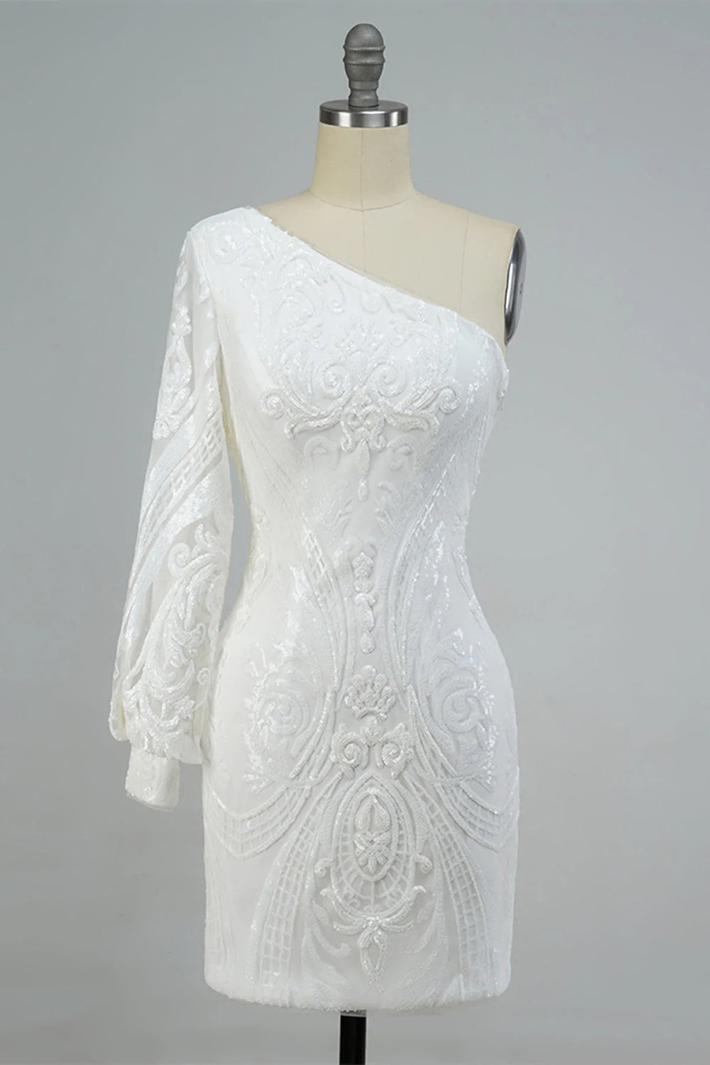 Homecoming Dresses Beaded Sequin One Shoulder Tight Cocktail Dresses