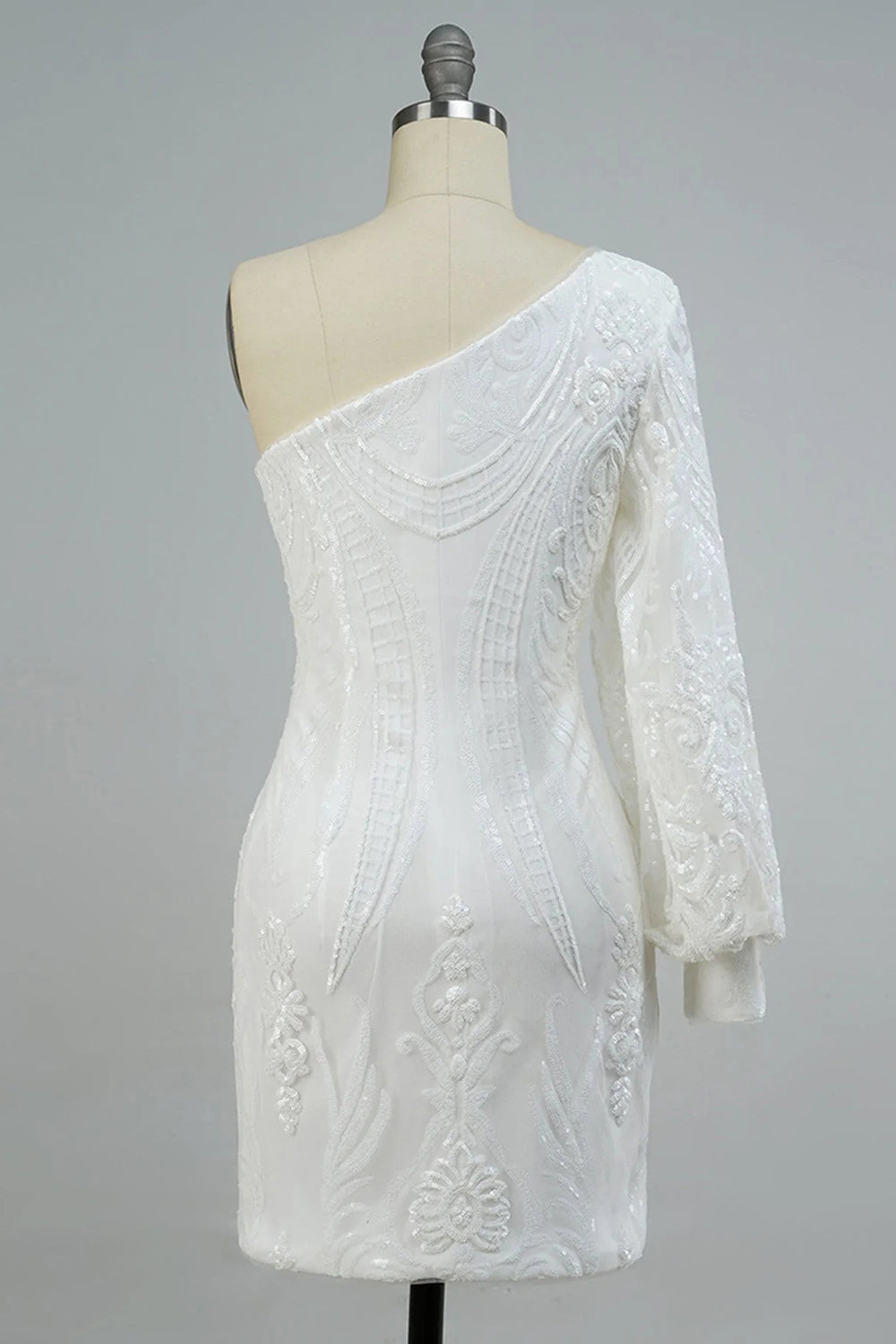 Homecoming Dresses Beaded Sequin One Shoulder Tight Cocktail Dresses