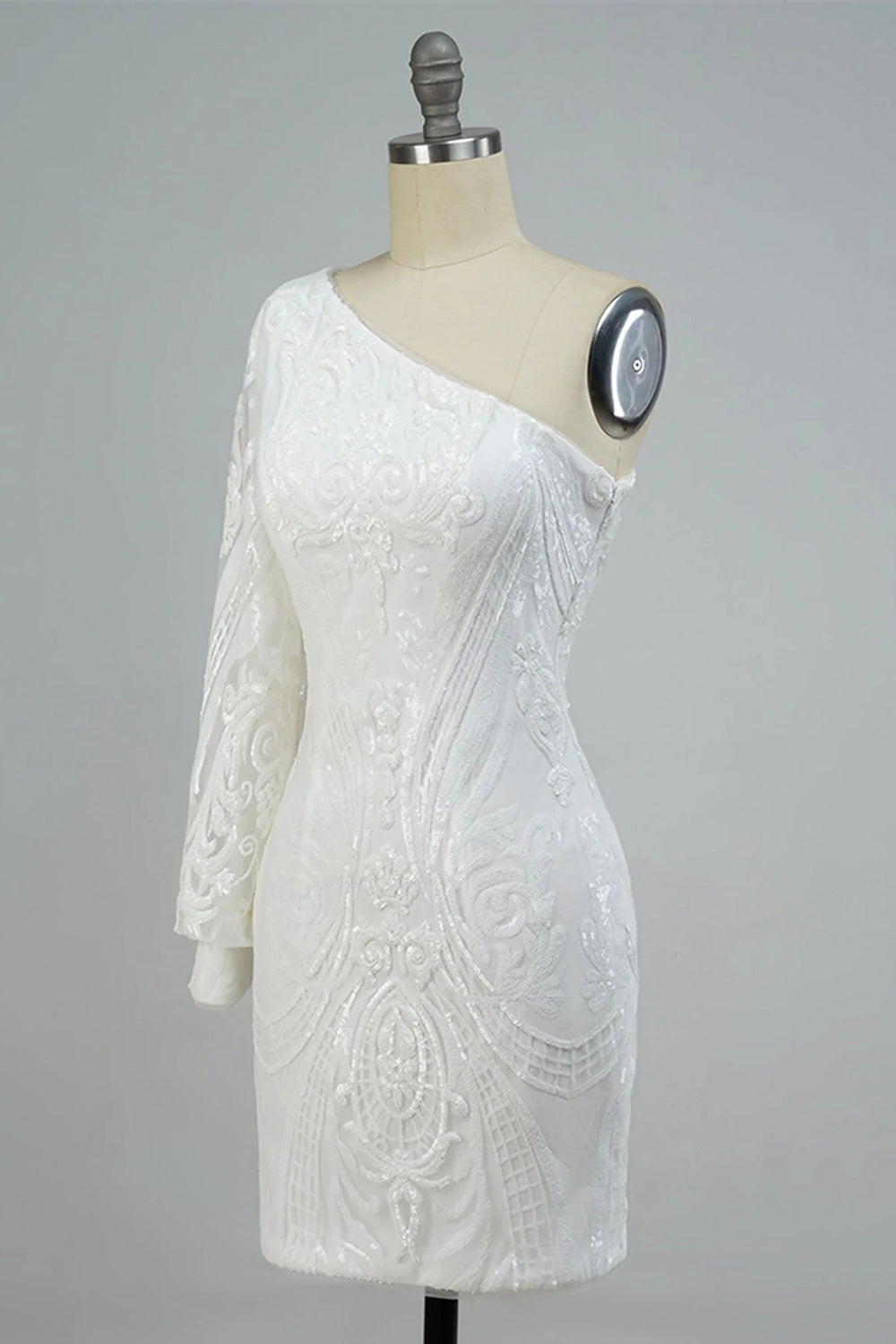 Homecoming Dresses Beaded Sequin One Shoulder Tight Cocktail Dresses