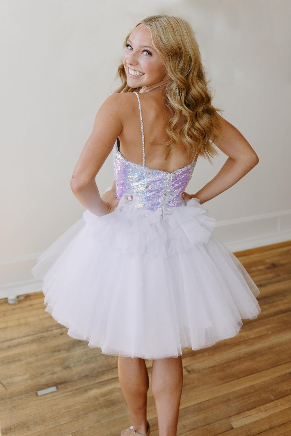 Homecoming Dresses Sequin Spaghetti Straps Short Cocktail Dresses