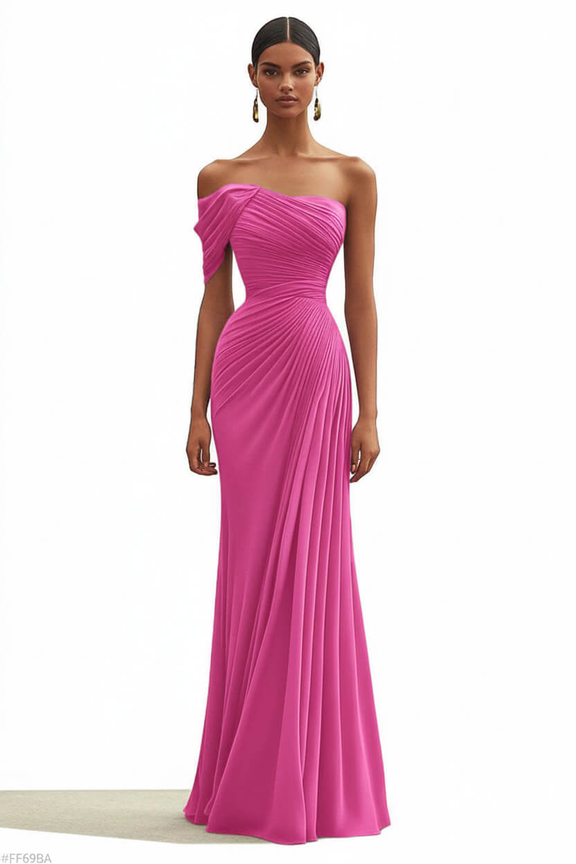 Dressystars One Shoulder Ruched Mermaid Dark Green Wedding Guest Dress Long Formal Dress