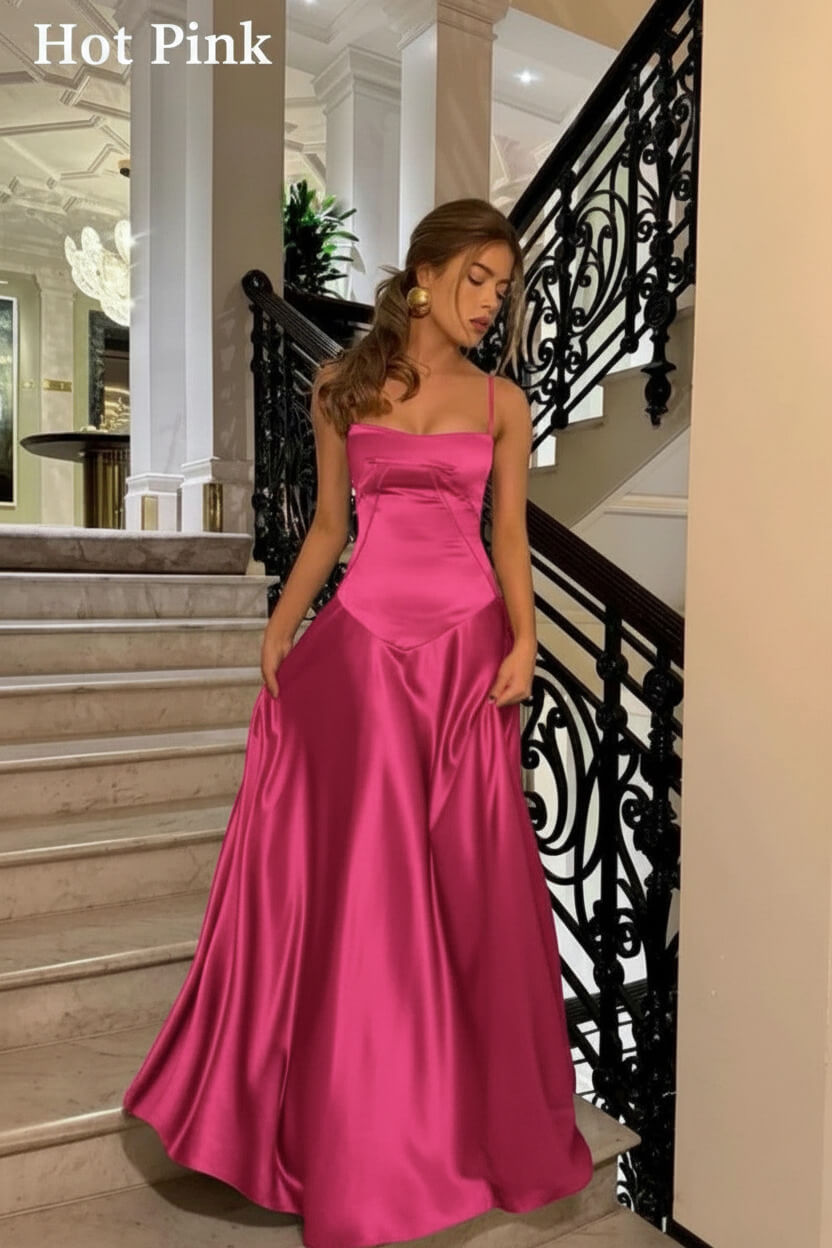Dressystars Brown Luxe Silk-Look Long Evening Dress With Fitted Bodice Formal Evening Gown