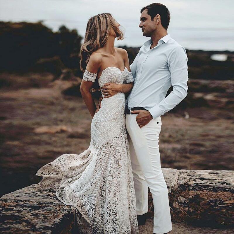 casual ivory beach wedding dresses Ivory V Neck Beach Wedding Dresses with Lace Appliques WD546 US0 / Custom Color