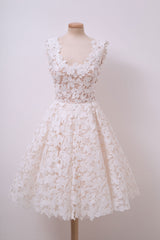 Ivory Homecoming Dress White Lace Cute Short Party Cocktail Dress