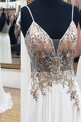 Ivory Prom Dress Sweetheart Chiffon Lace Long Evening Dress