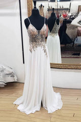 Ivory Prom Dress Sweetheart Chiffon Lace Long Evening Dress