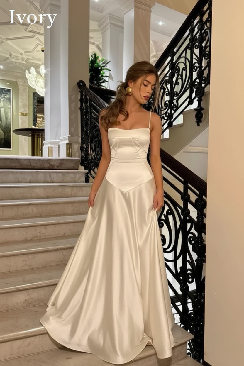 Dressystars Brown Luxe Silk-Look Long Evening Dress With Fitted Bodice Formal Evening Gown