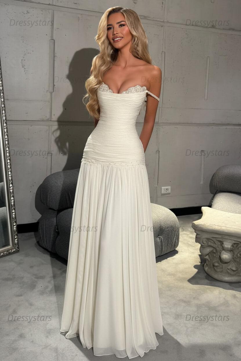 Mint Green Off The Shoulder Prom Dress A Line Formal Evening Gown