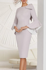 Knee-Length Mother of the Bride Sheath/Column Jewel Neck Dresses