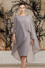 Knee-Length Mother of the Bride Sheath/Column Jewel Neck Dresses