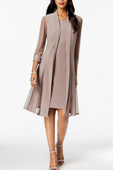 Knee-Length Mother of the Bride Sheath/Column Jewel Neck Dresses