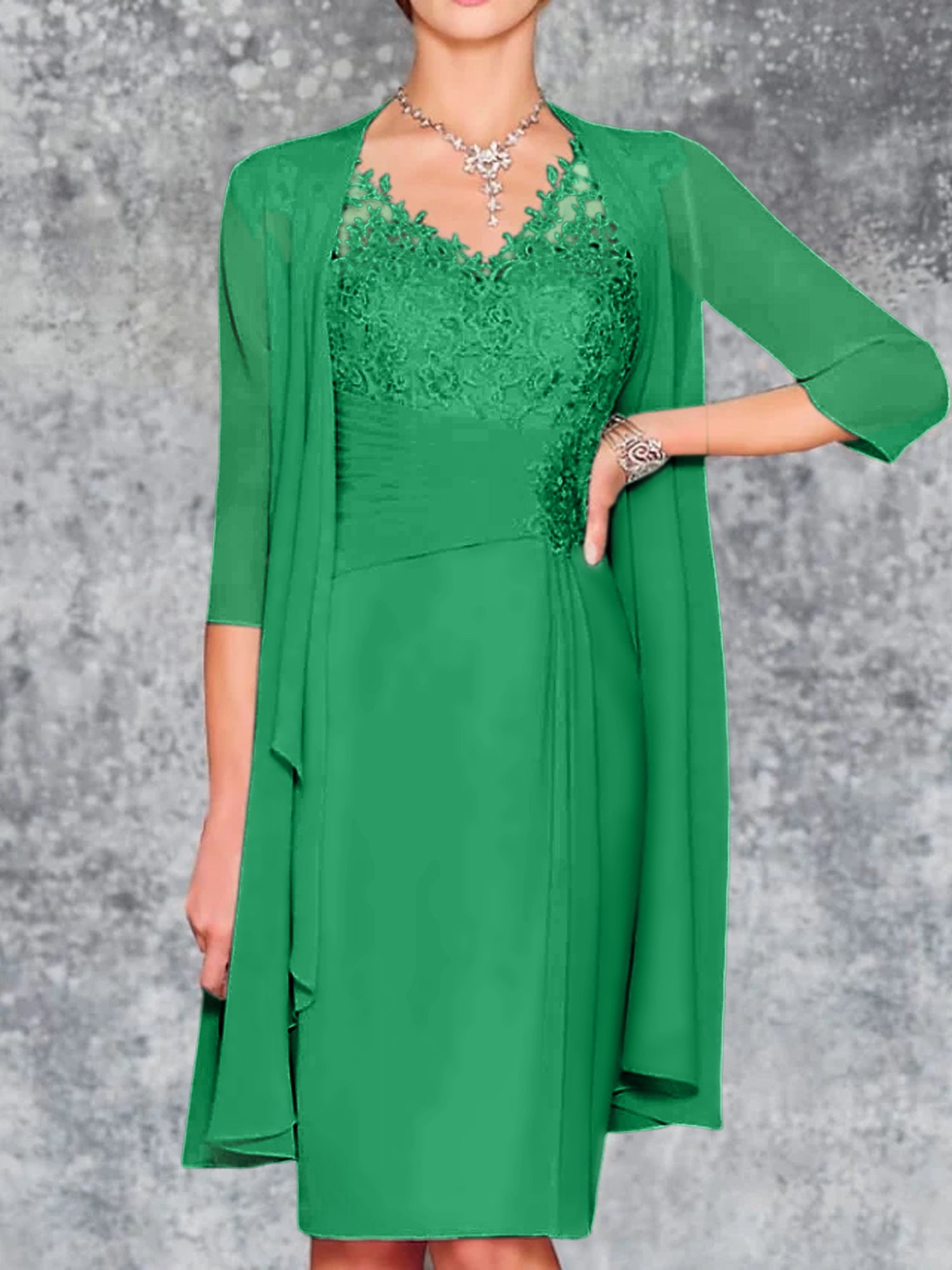 Knee-Length V-Neck Sheath/Column Mother of the Bride Dresses