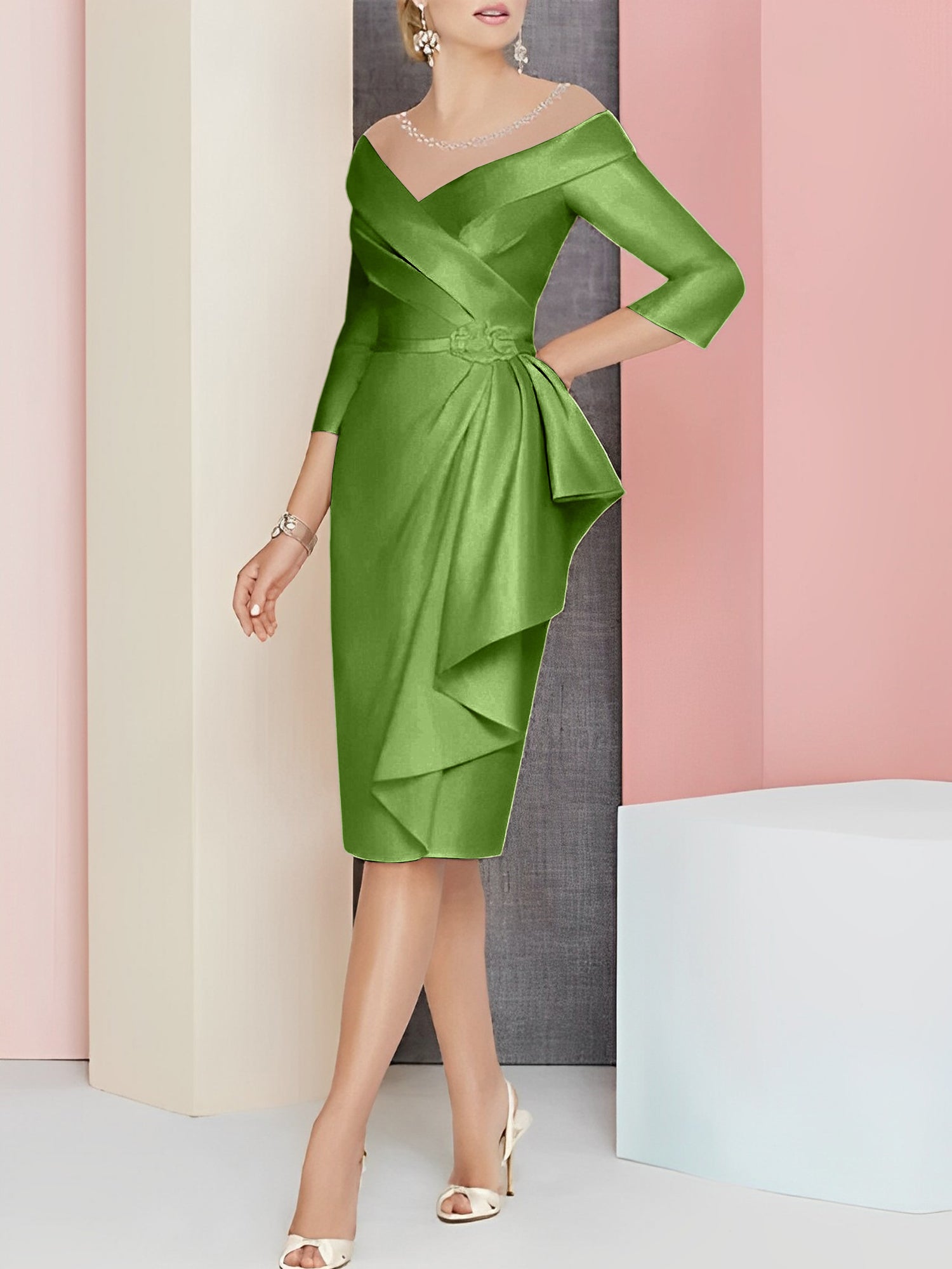 Knee-Length V-Neck Sheath/Column Mother of the Bride Dresses