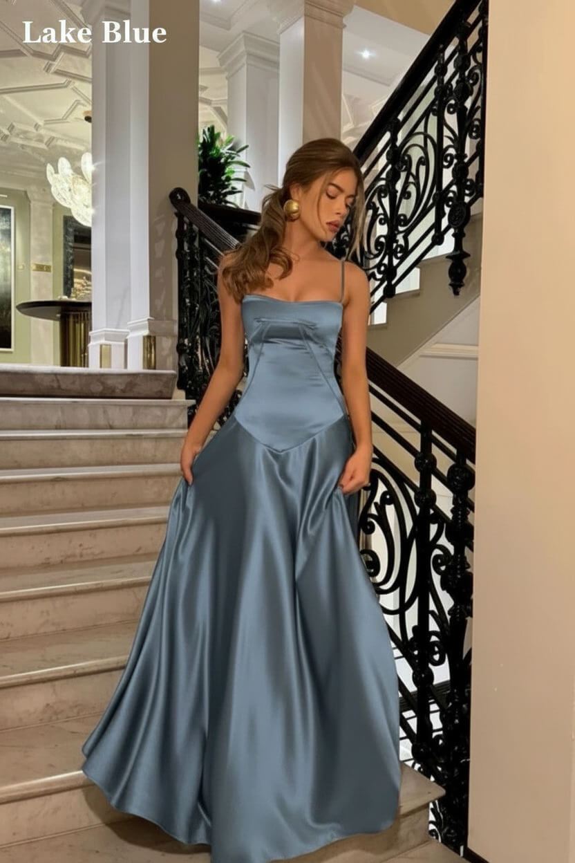 Dressystars Brown Luxe Silk-Look Long Evening Dress With Fitted Bodice Formal Evening Gown