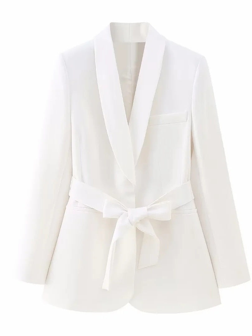 Lapel Shawl Suit Set For Women