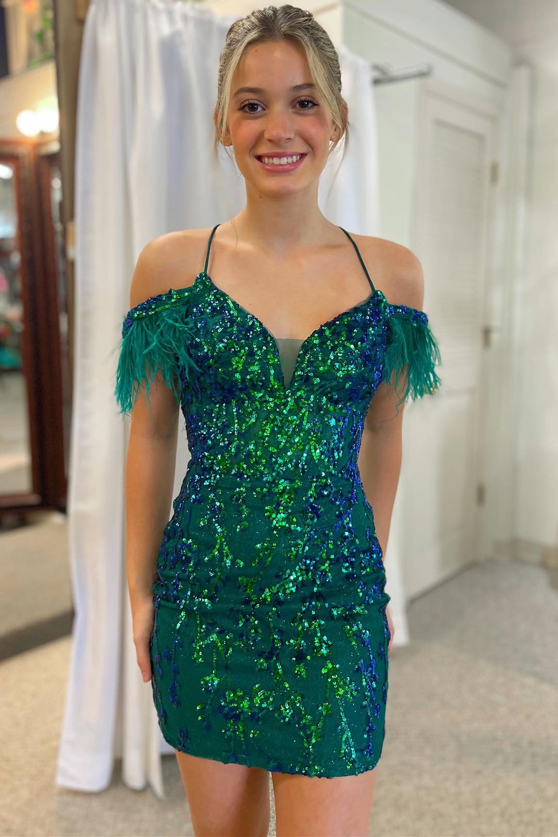 Lavender Homecoming Dress Sequin Style With Delicate Embroidery Lace Up Short Party Cocktail Dress