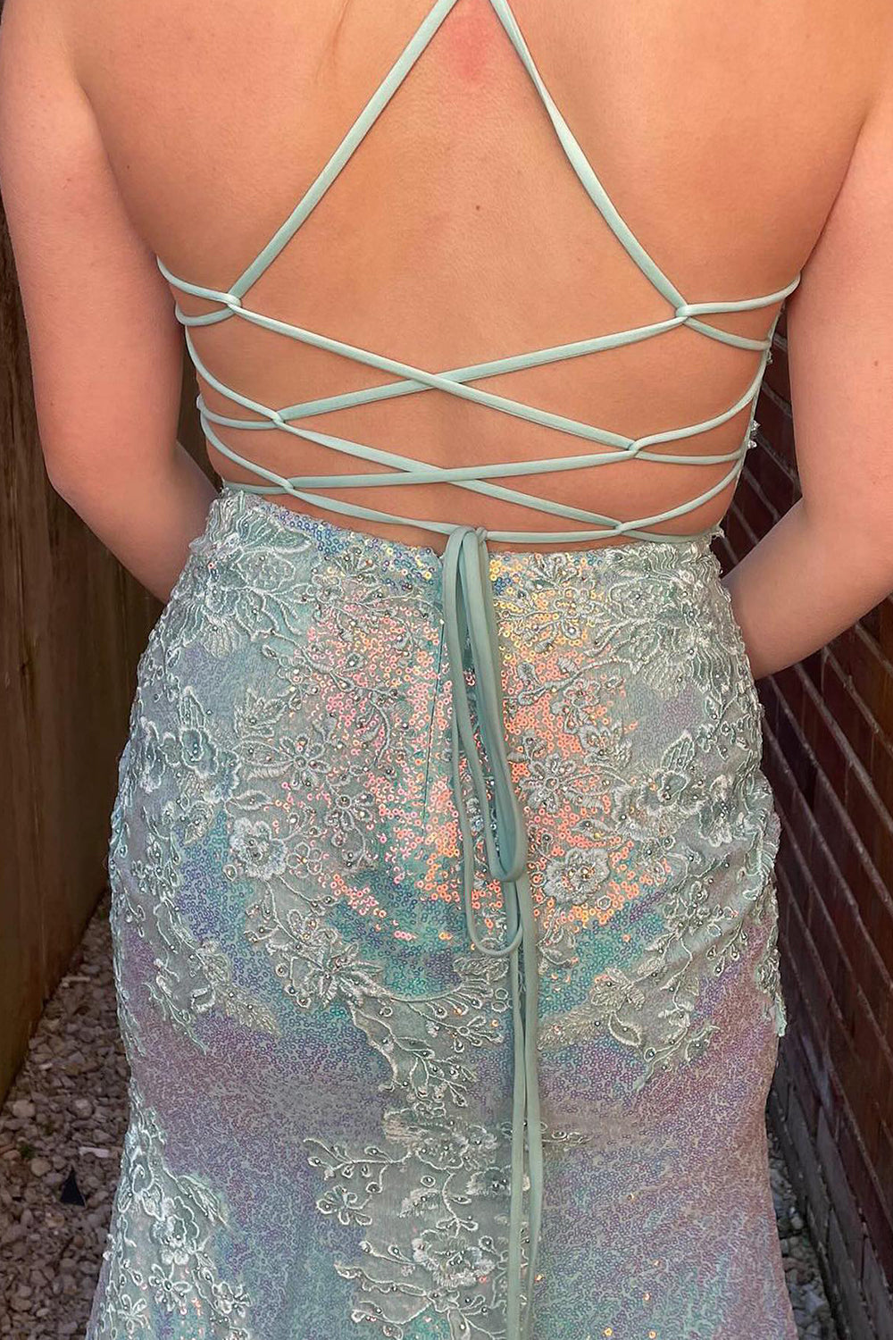 Lavender Prom Dress Sequin Mermaid Evening Dress with Appliques