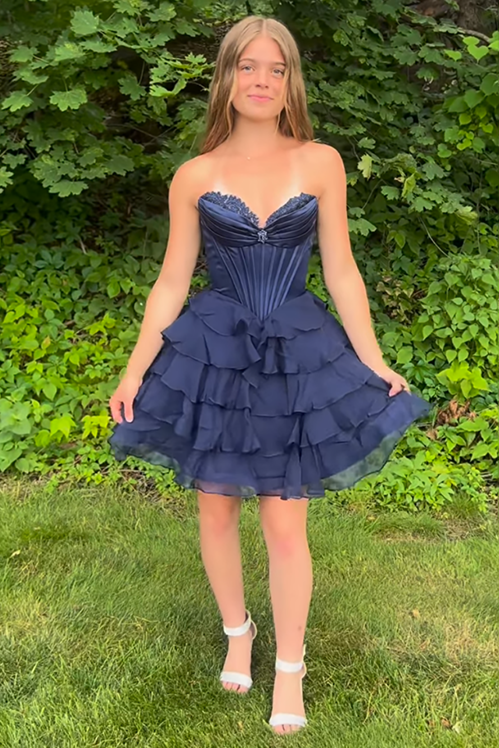 Lavender Tiered Homecoming Dresses Short Corset Cocktail Dresses With Beading