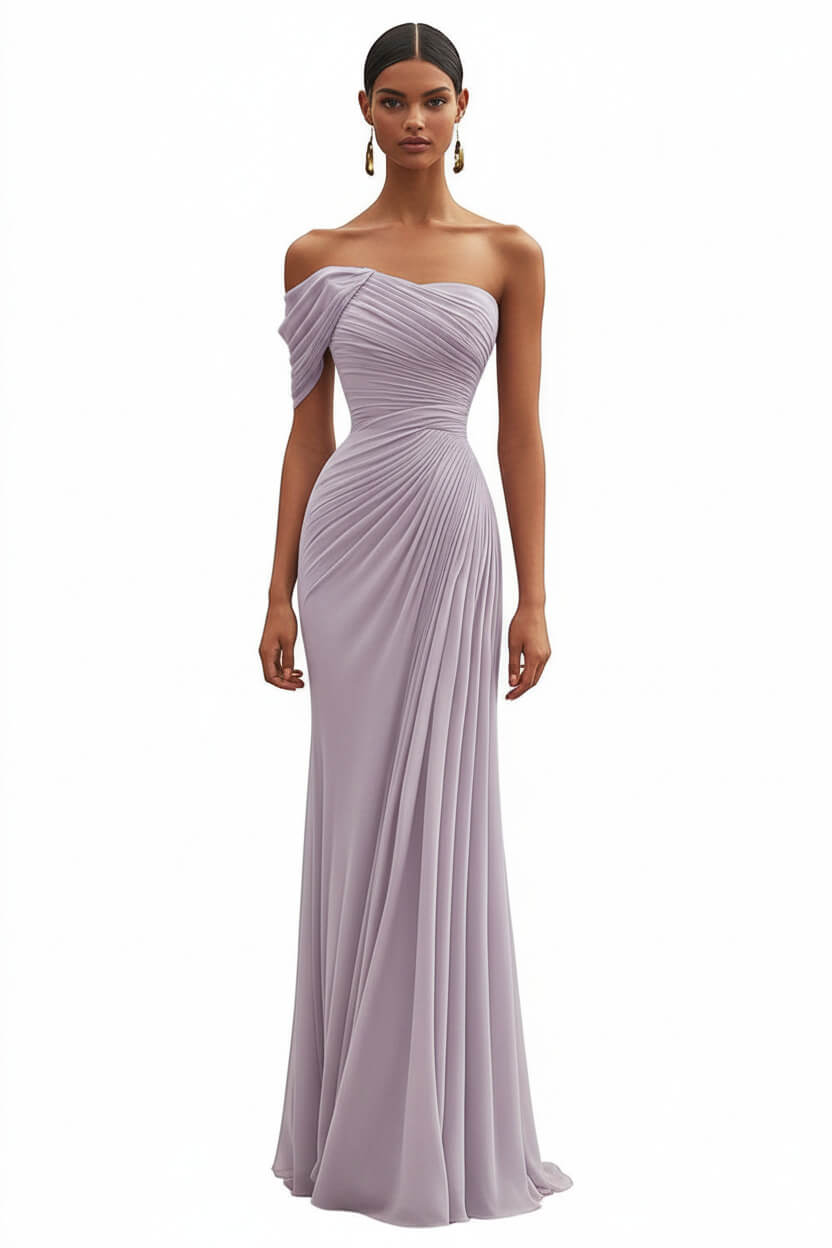 Dressystars One Shoulder Ruched Mermaid Dark Green Wedding Guest Dress Long Formal Dress