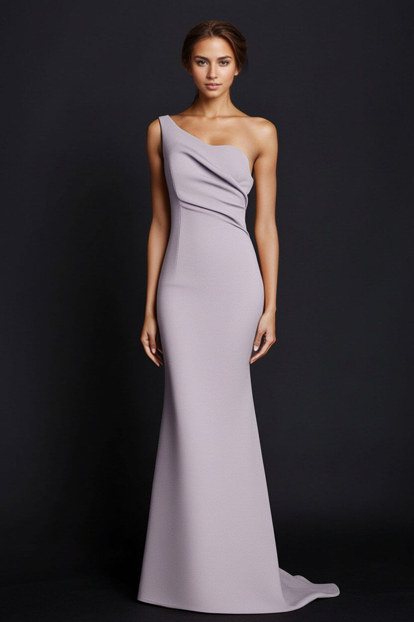 Dressystars One Shoulder Khaki Wedding Guest Dress Mermaid Long Formal Dress