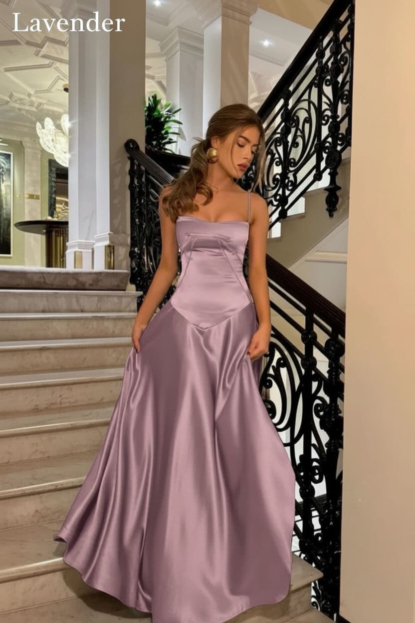 Dressystars Brown Luxe Silk-Look Long Evening Dress With Fitted Bodice Formal Evening Gown