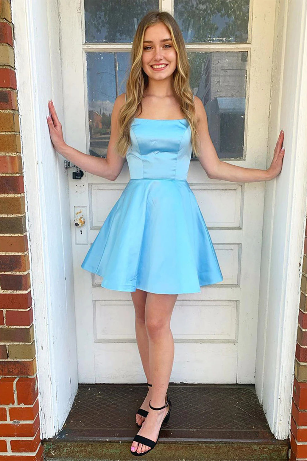 Light Blue Homecoming Dresses A Line Simple Cocktail Dresses